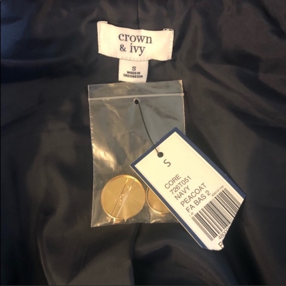 Crown & Ivy Ruffle Trim Peacoat in Navy NWT - Picture 6 of 6